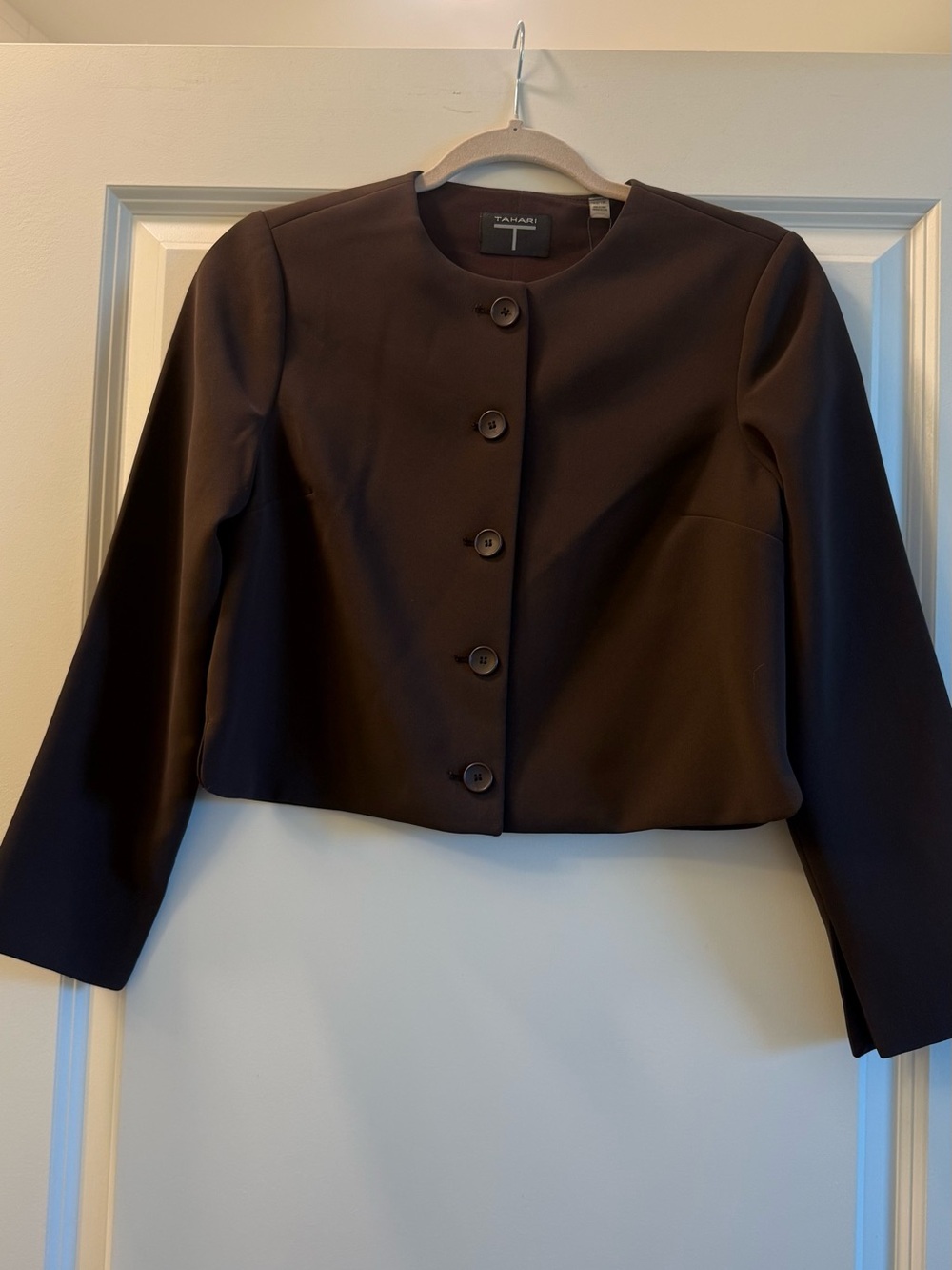 Tahari brown cropped blazer button down. New with tags.